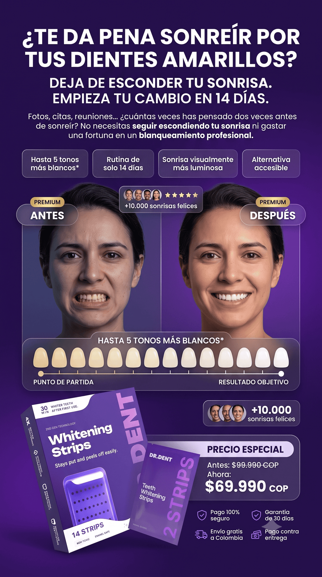 Tratamiento para blanqueamiento dental de 14 dias (ASEGURADO)